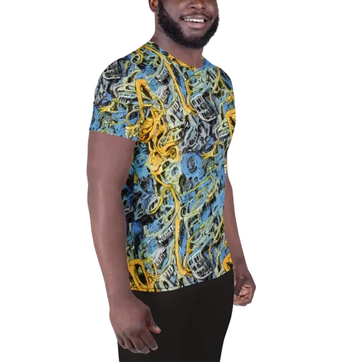 Electric Ossuary on a Men's Athletic T-Shirt
