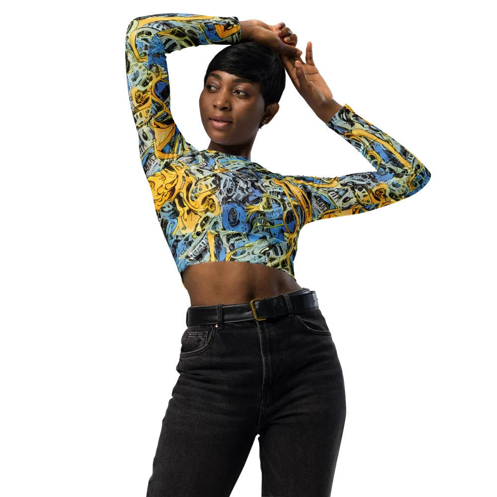 Electric Ossuary on Long Sleeve Crop Top — Front