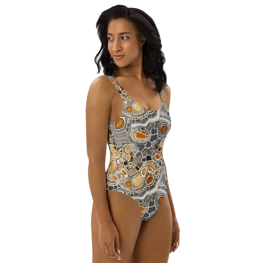 Amber Geode on One-Piece Swimsuit — Right