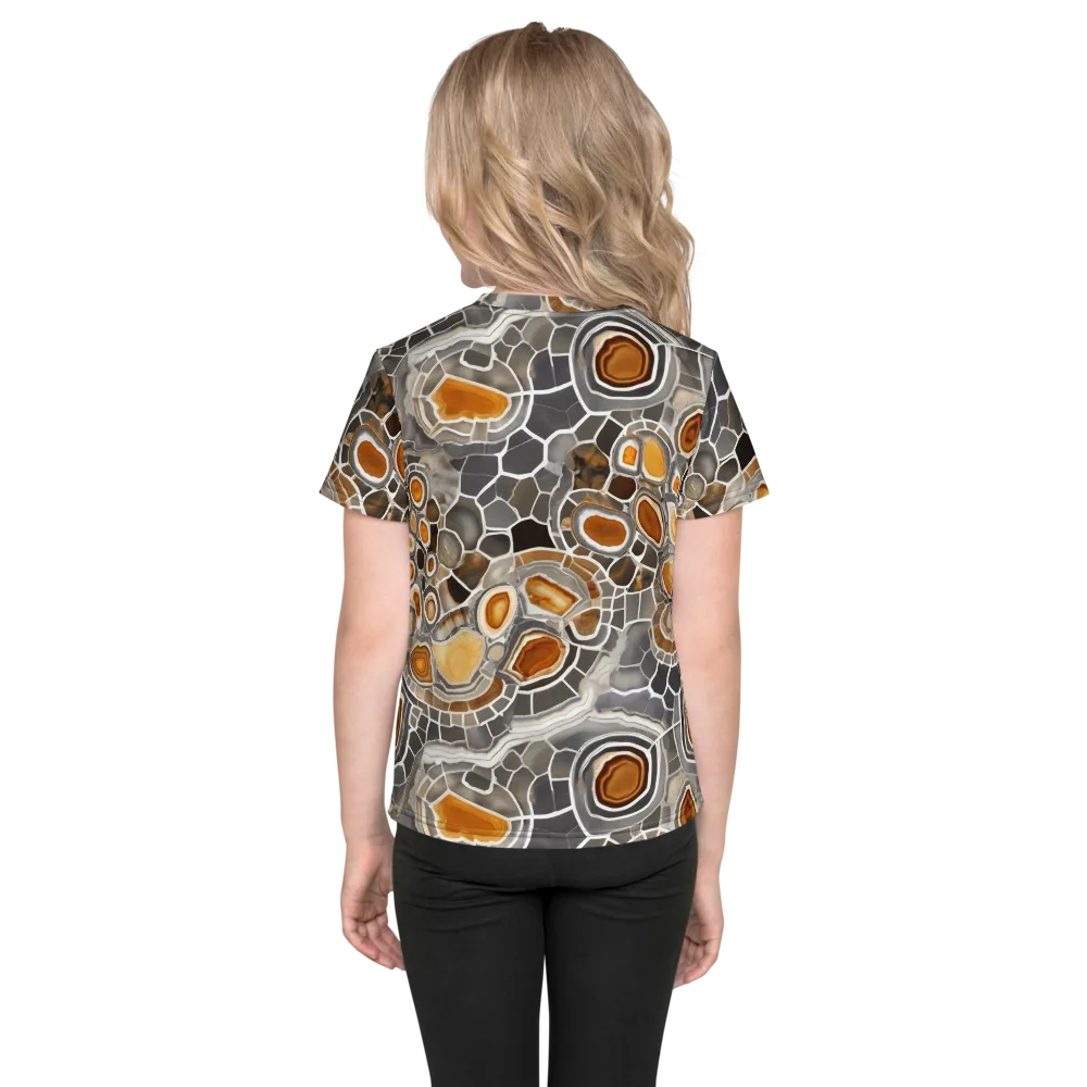 Amber Geode on Kids Crew Neck T-Shirt — Back