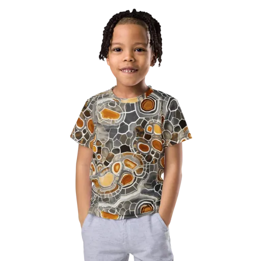 Amber Geode on a Kids Crew Neck T-Shirt