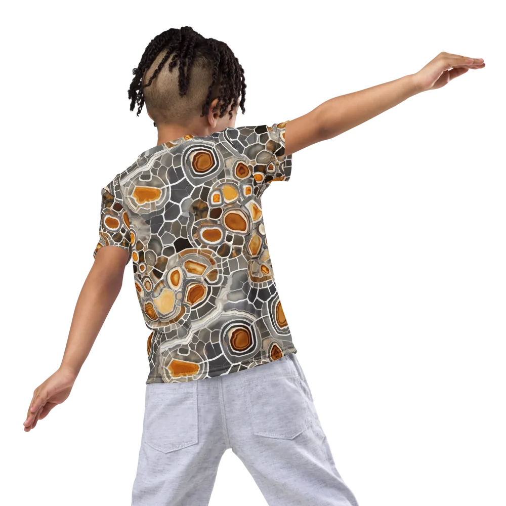 Amber Geode on Kids Crew Neck T-Shirt — Back