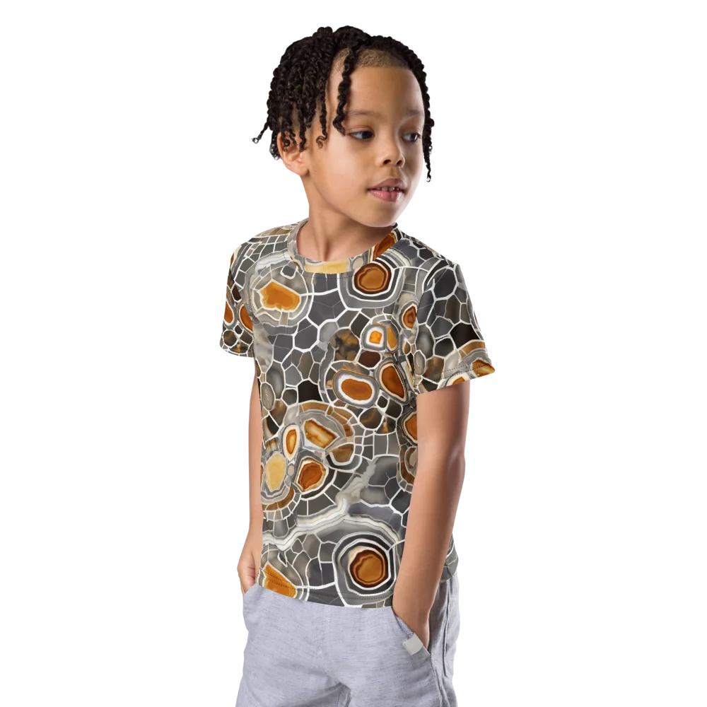 Amber Geode on Kids Crew Neck T-Shirt — Left Front