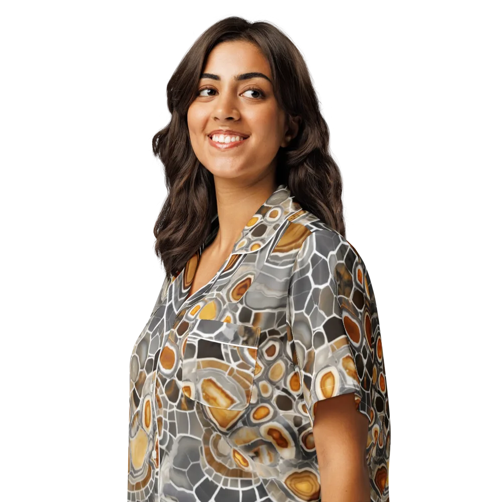 Amber Geode on Women's Short Sleeve Pajama Top — Left Front