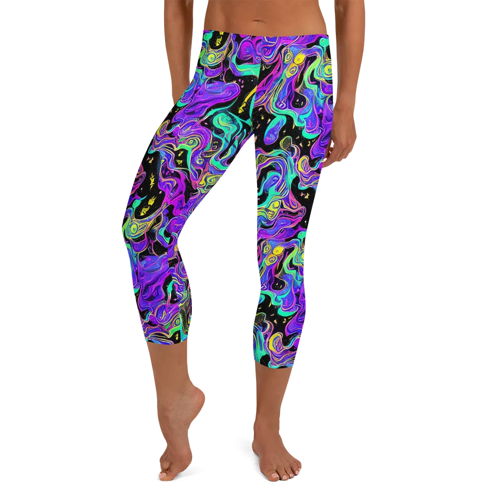 Sonic Swirl on Capri Leggings — Front