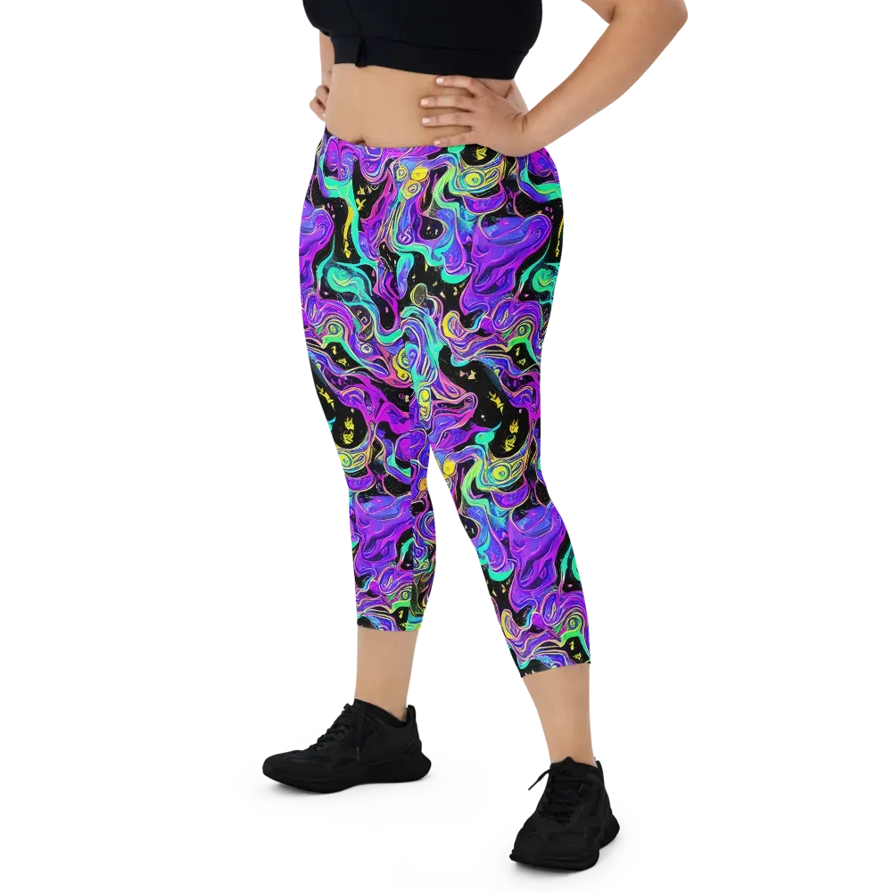 Sonic Swirl on Capri Leggings — Front
