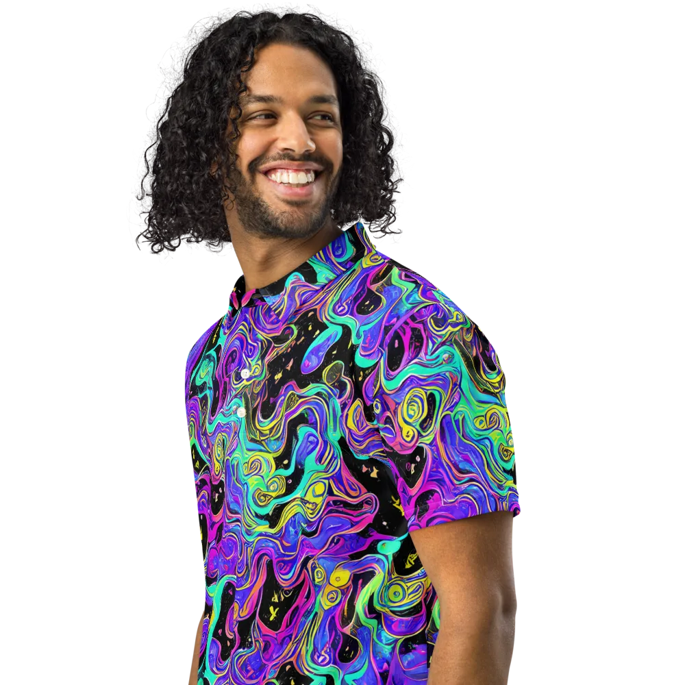 Sonic Swirl on Men's Slim Fit Polo Shirt — Left Front