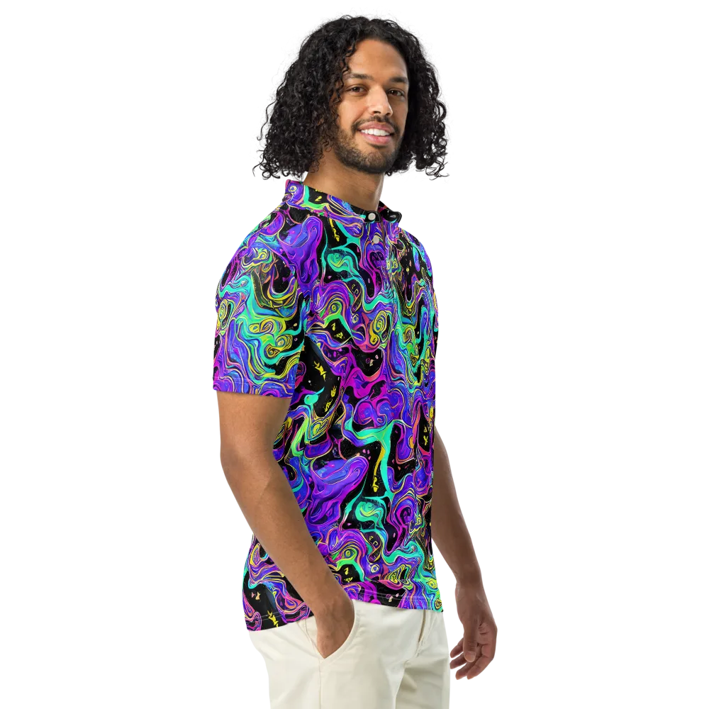 Sonic Swirl on Men's Slim Fit Polo Shirt — Right Front