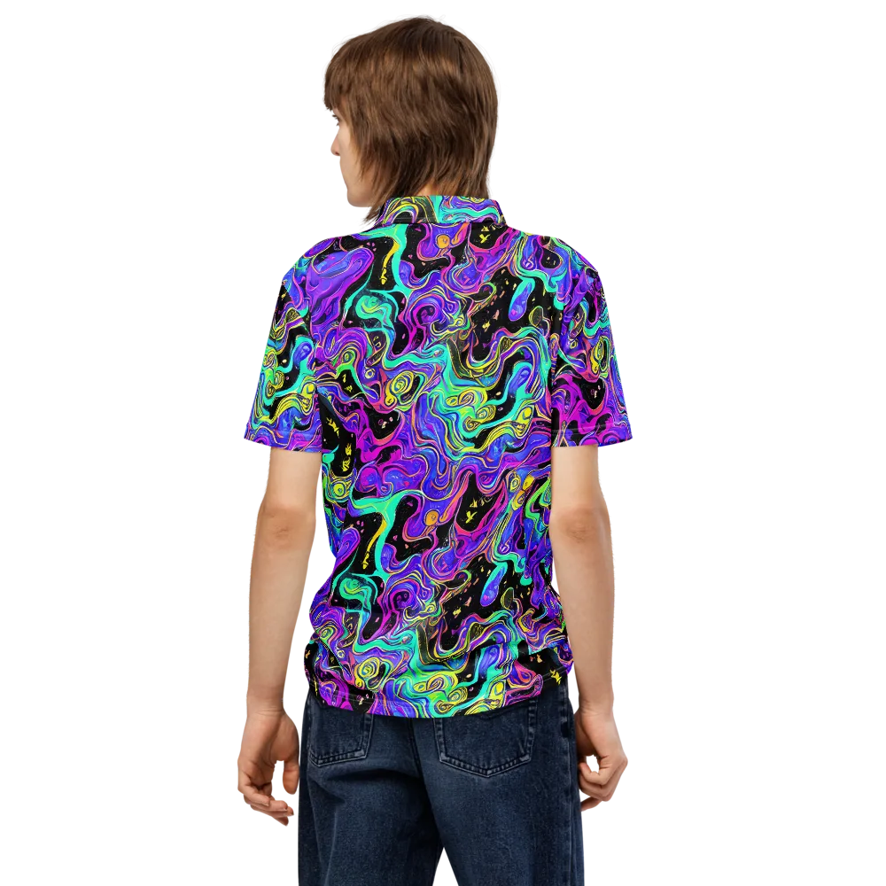 Sonic Swirl on Men's Slim Fit Polo Shirt — Back