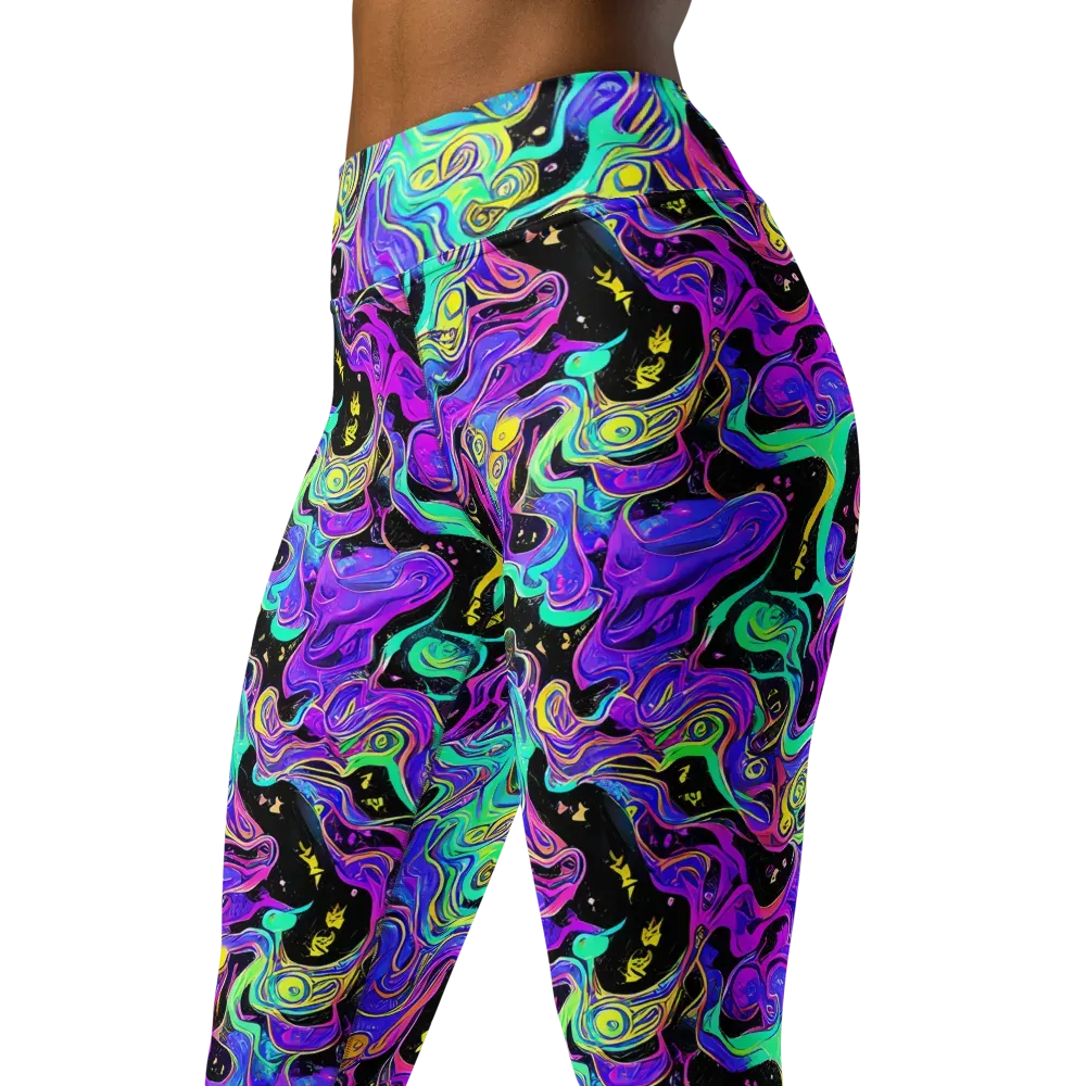Sonic Swirl on Yoga Leggings — Left Front