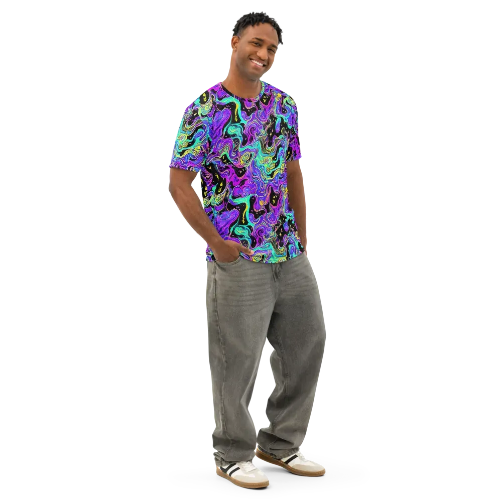 Sonic Swirl on Men's Cotton Crew Neck T-Shirt — Right Front