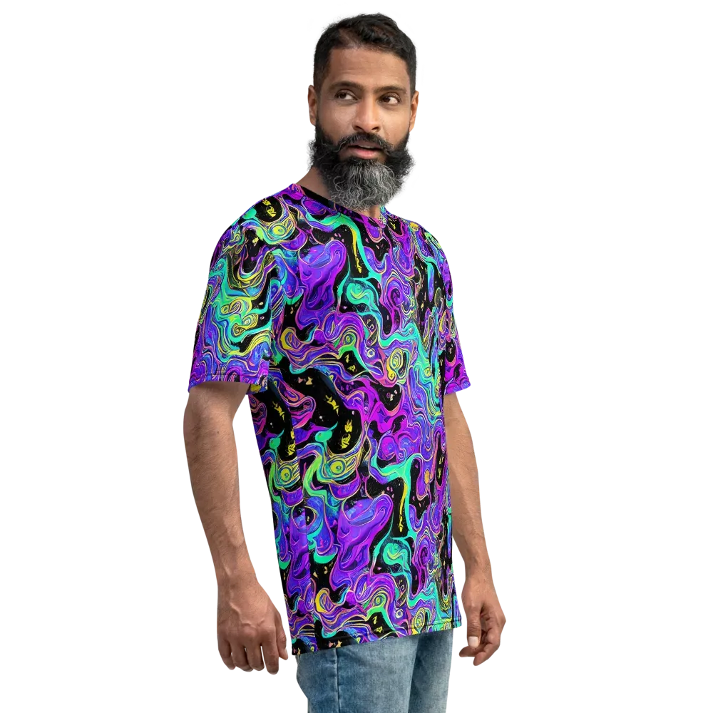 Sonic Swirl on Men's Crew Neck T-Shirt — Right