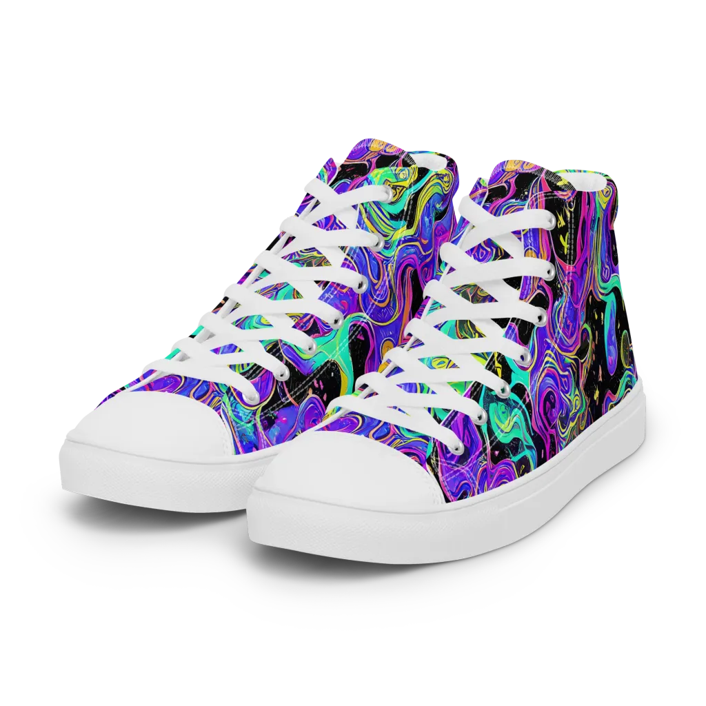 Sonic Swirl on Women's High Top Canvas Shoes — Left Front