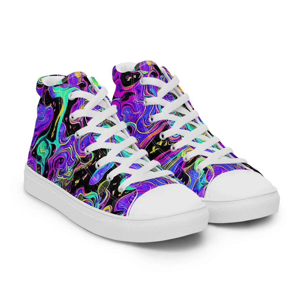 Sonic Swirl on Women's High Top Canvas Shoes — Right Front
