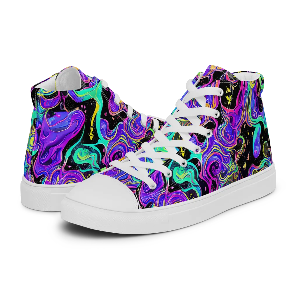 Sonic Swirl on Women's High Top Canvas Shoes — Left