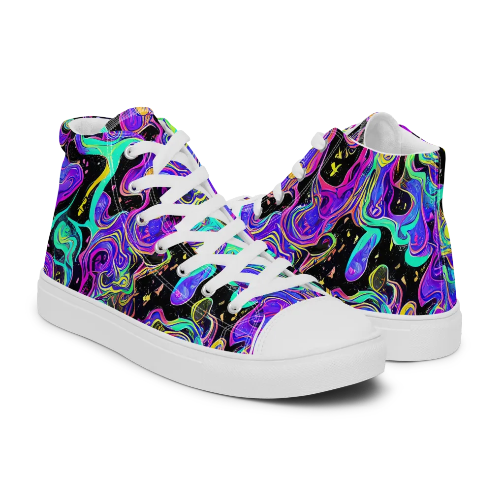 Sonic Swirl on Women's High Top Canvas Shoes — Right