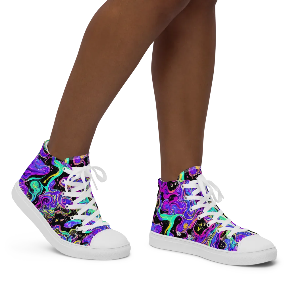 Sonic Swirl on Women's High Top Canvas Shoes — Right