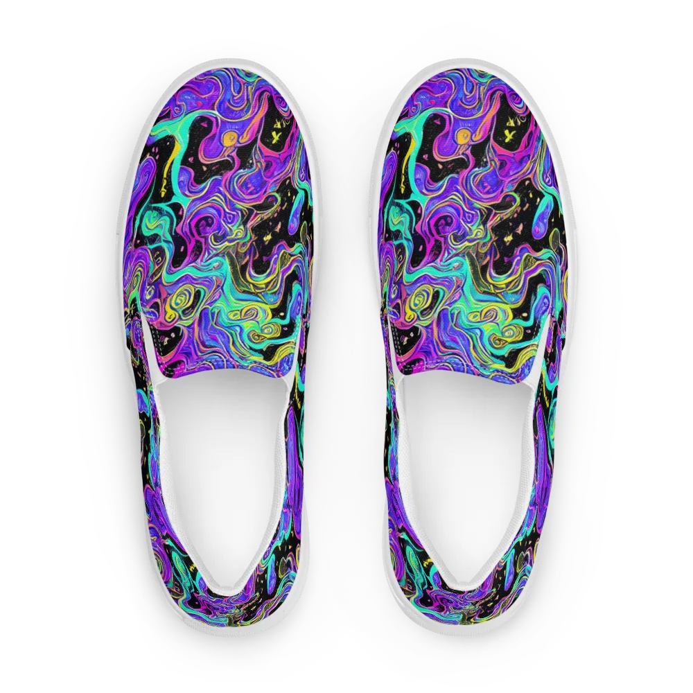 Sonic Swirl on Men's Slip-On Canvas Shoes — Front
