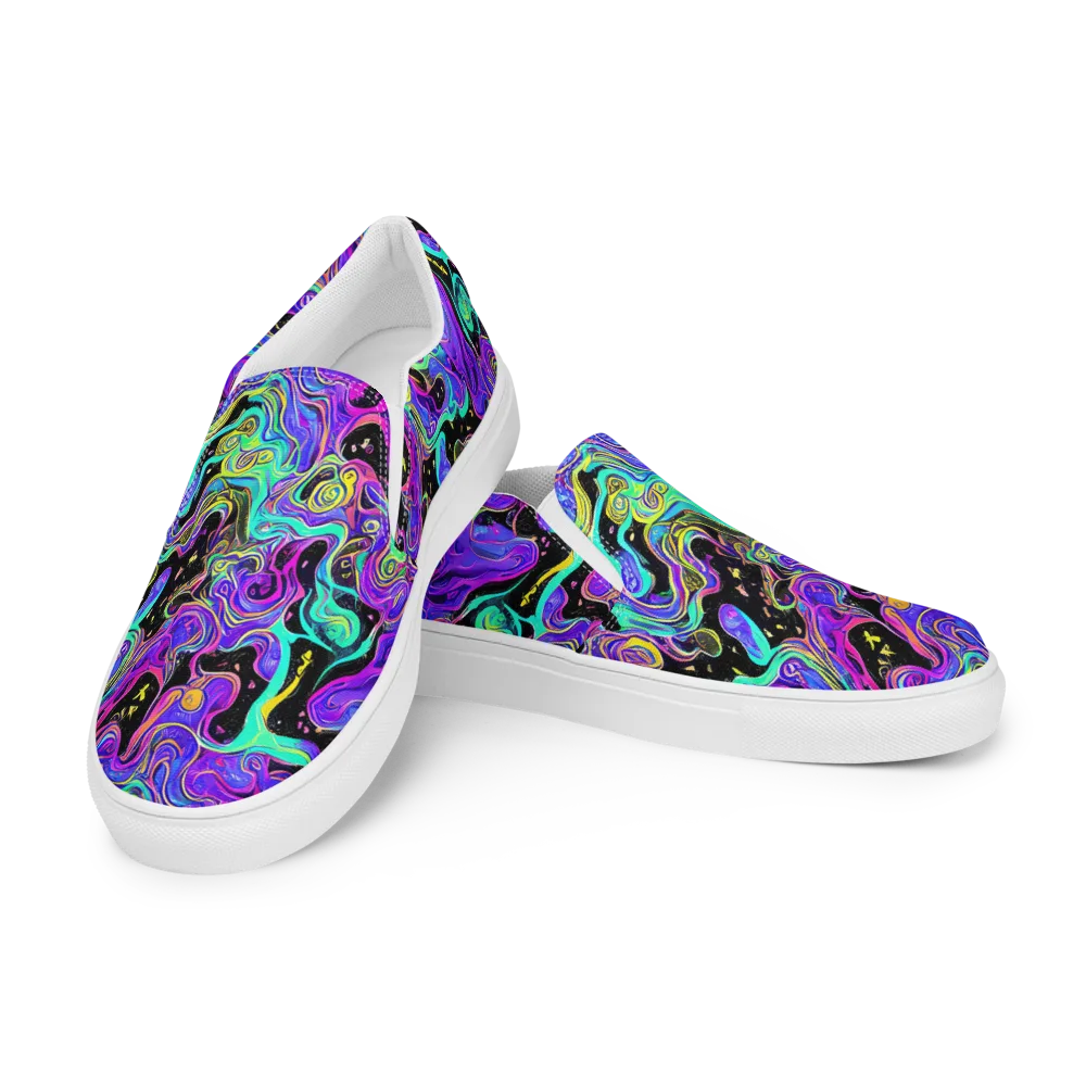 Sonic Swirl on Men's Slip-On Canvas Shoes — Left Front