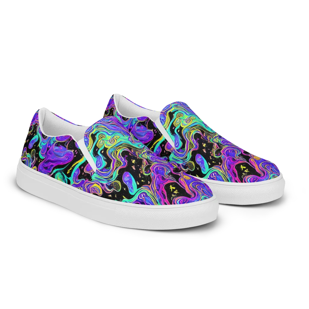 Sonic Swirl on Women's Slip-On Canvas Shoes — Right Front