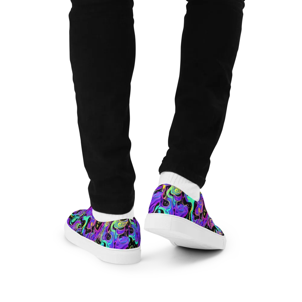 Sonic Swirl on Men's Lace-Up Canvas Shoes — Back