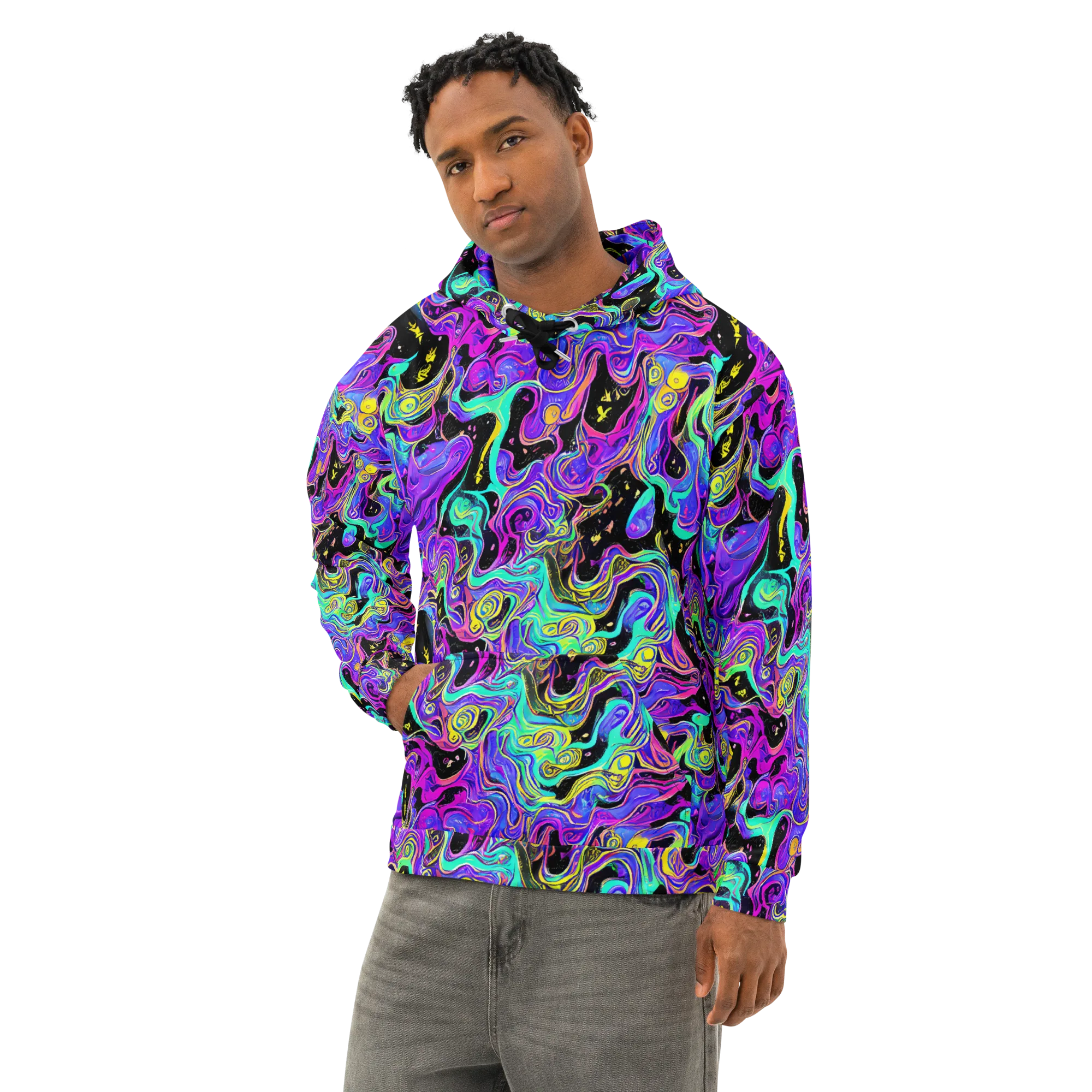 Sonic Swirl on Cotton Hoodie — Left Front