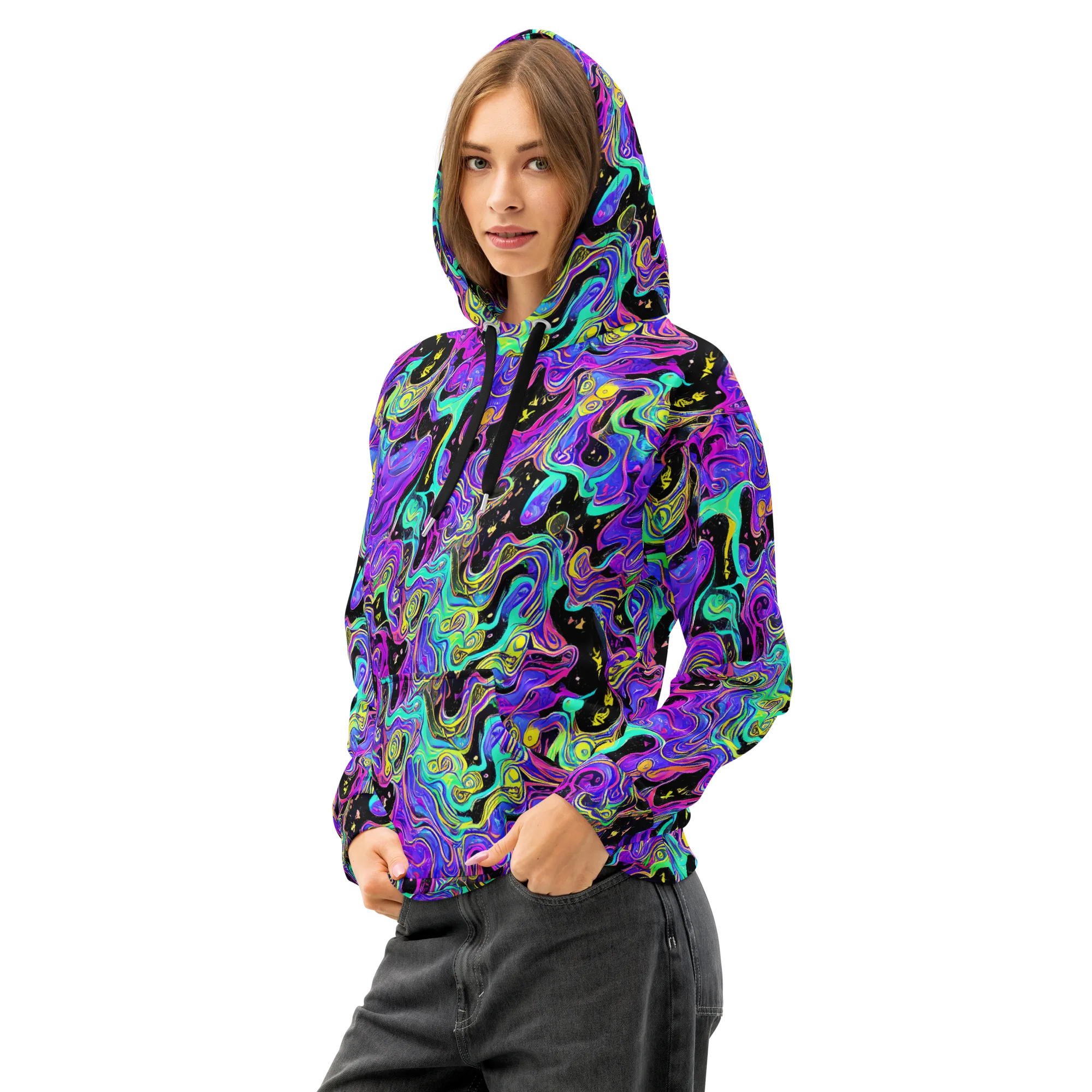 Sonic Swirl on Cotton Hoodie — Left Front