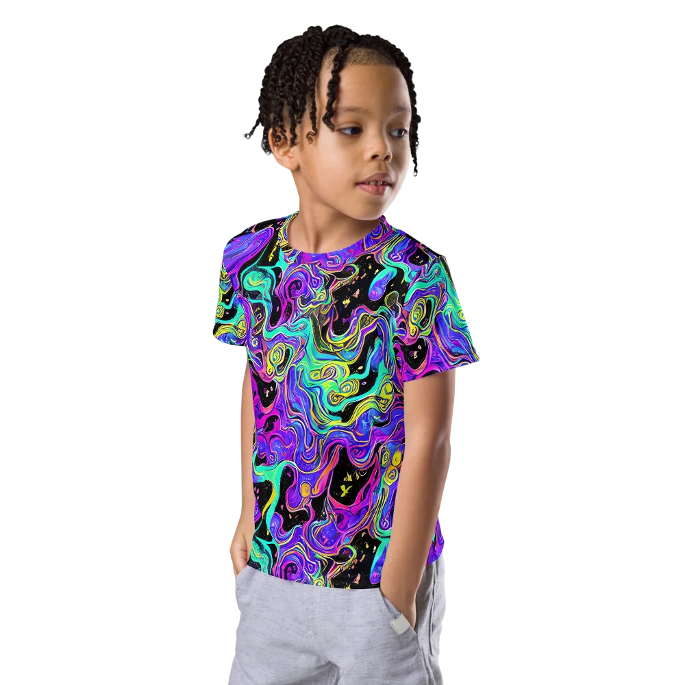 Sonic Swirl on Kids Crew Neck T-Shirt — Left Front