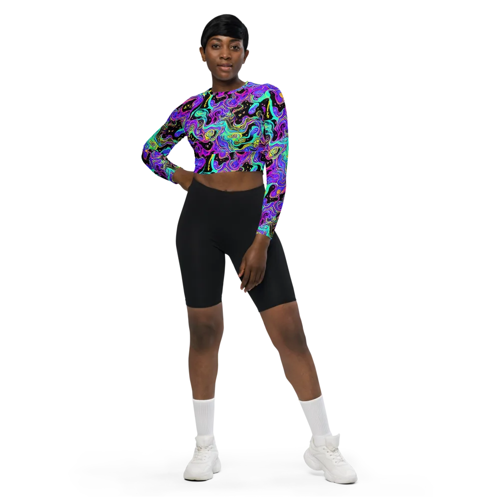 Sonic Swirl on Long Sleeve Crop Top — Front