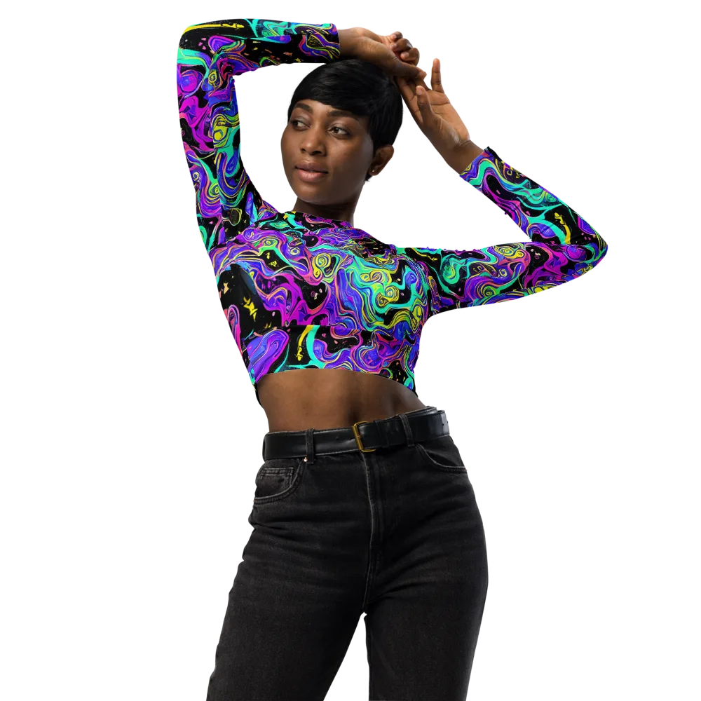 Sonic Swirl on Long Sleeve Crop Top — Front