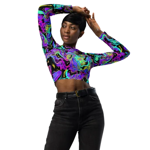 Sonic Swirl on a Long Sleeve Crop Top