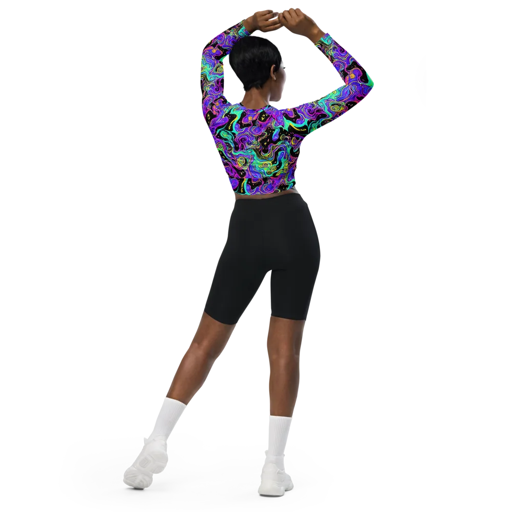 Sonic Swirl on Long Sleeve Crop Top — Back