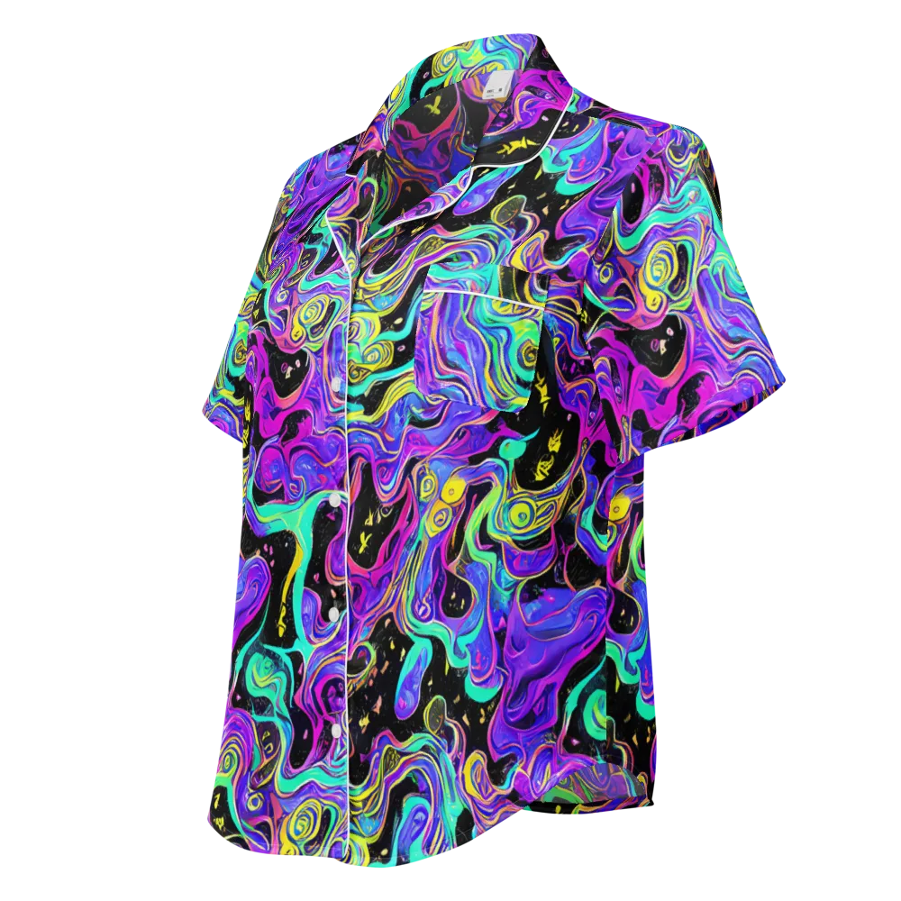 Sonic Swirl on Women's Short Sleeve Pajama Top — Left Front