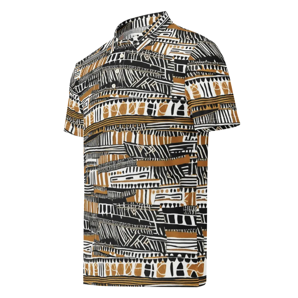 Nomad Geometry on Men's Slim Fit Polo Shirt — Left Front