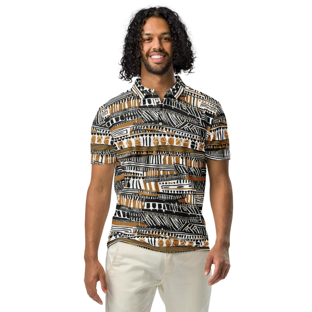Nomad Geometry on Men's Slim Fit Polo Shirt — Front