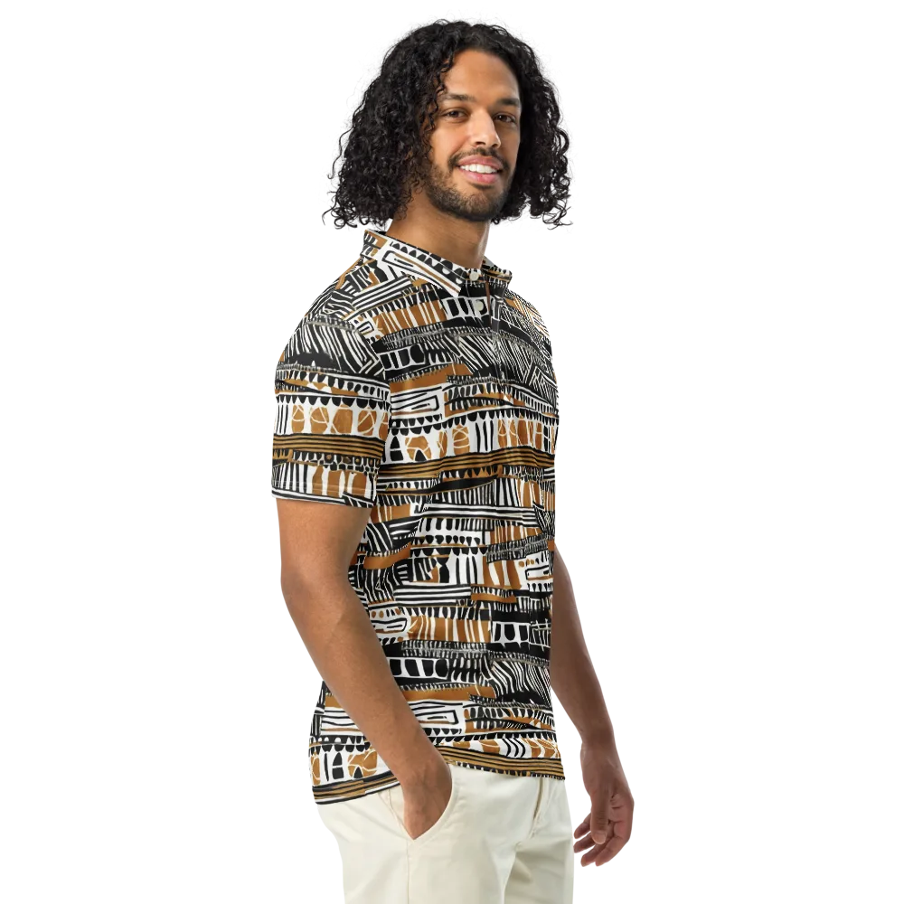 Nomad Geometry on Men's Slim Fit Polo Shirt — Right Front