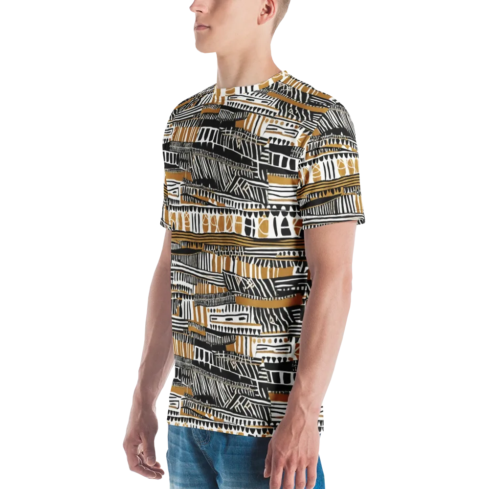Nomad Geometry on Men's Crew Neck T-Shirt — Left