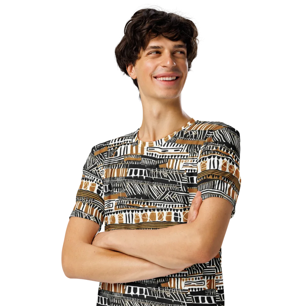Nomad Geometry on Men's Crew Neck T-Shirt — Left Front