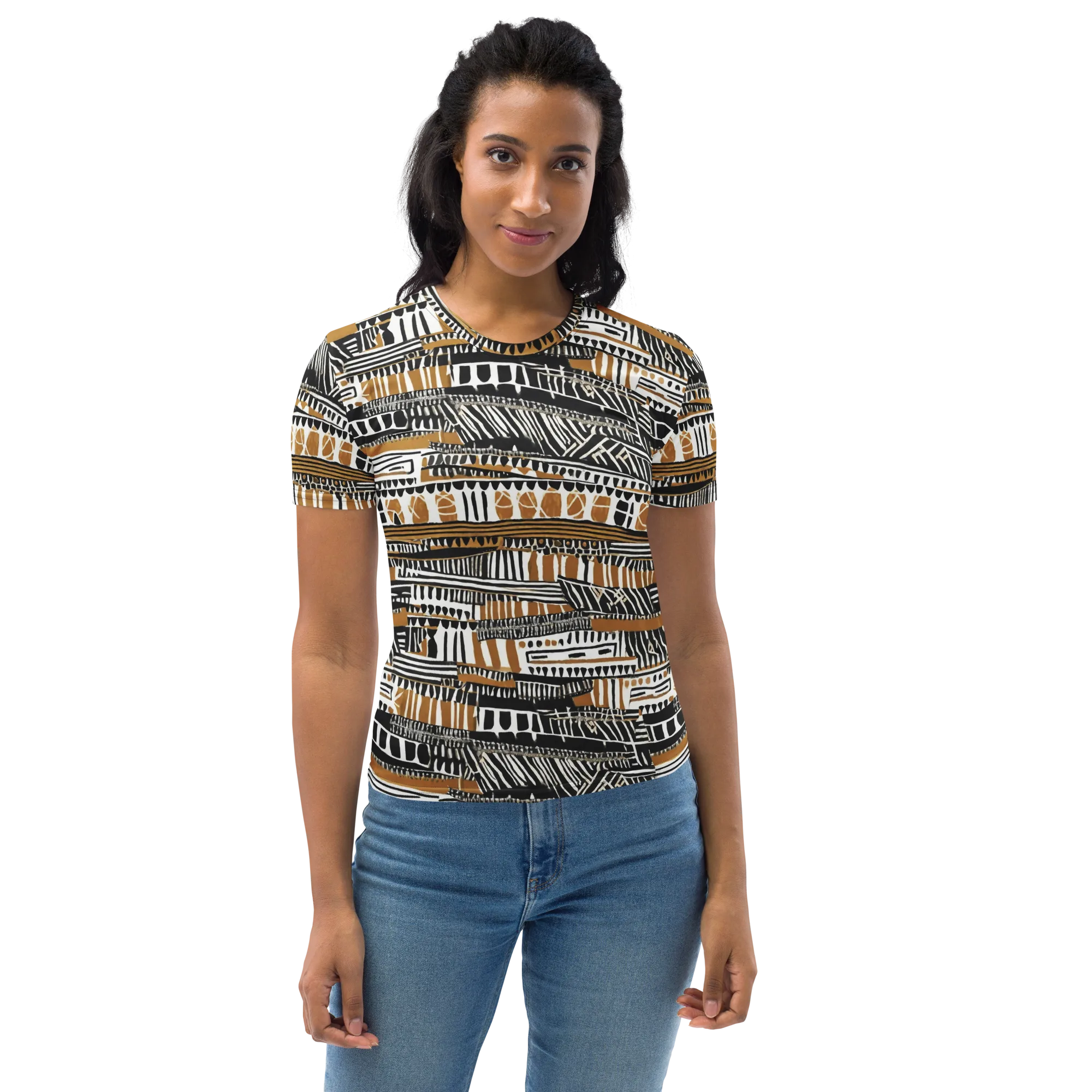 Nomad Geometry on Women's Crew Neck T-Shirt — Front