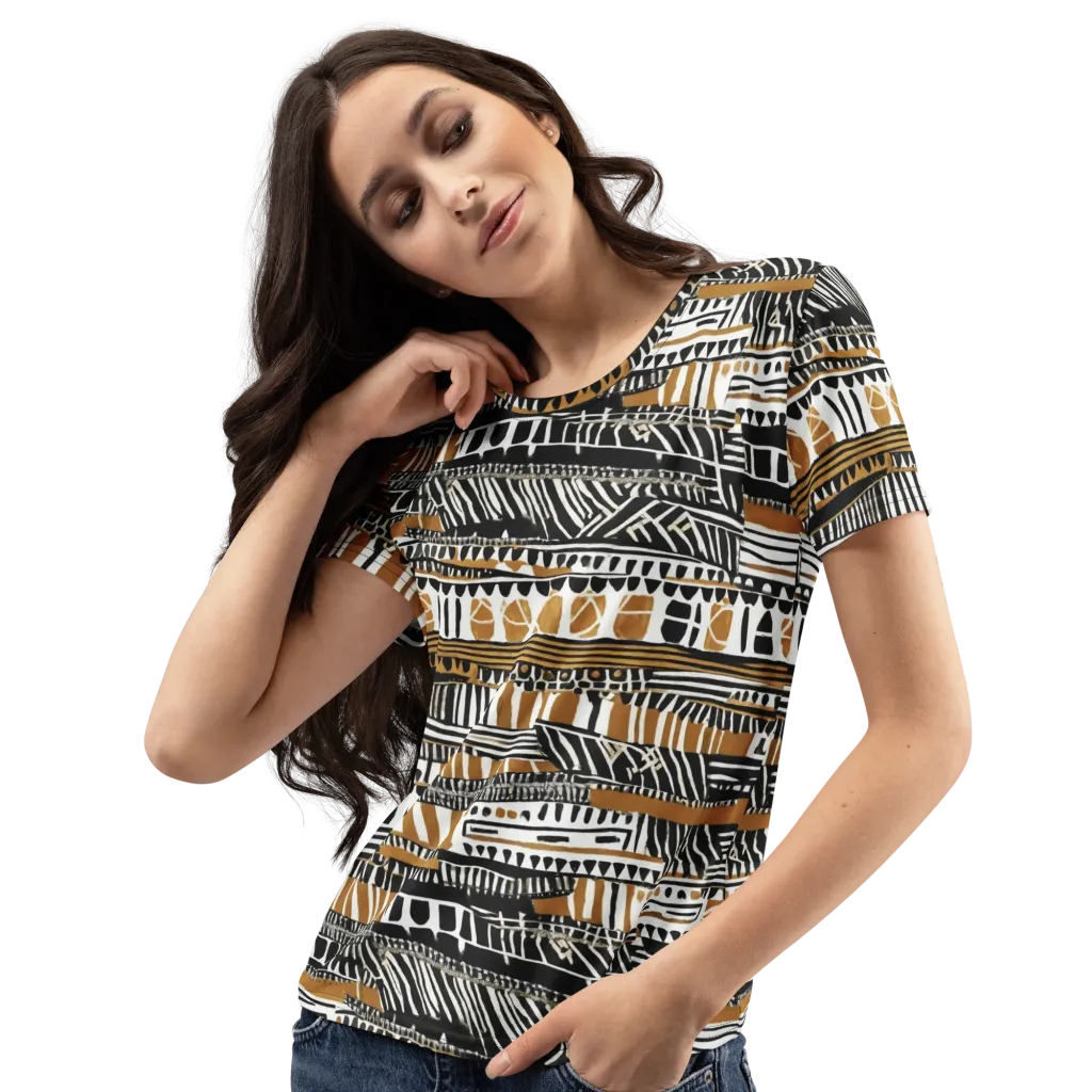 Nomad Geometry on Women's Crew Neck T-Shirt — Left Front