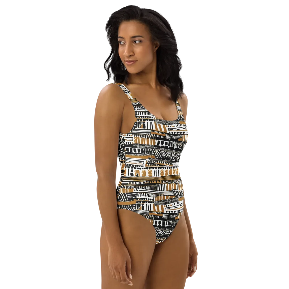 Nomad Geometry on One-Piece Swimsuit — Right