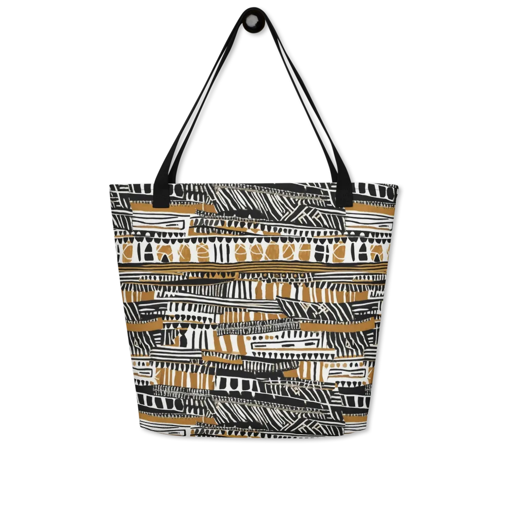 Nomad Geometry on Large Tote Bag W/ Pocket — Front
