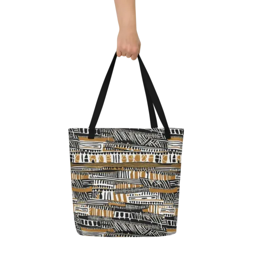 Nomad Geometry on a Large Tote Bag W/ Pocket