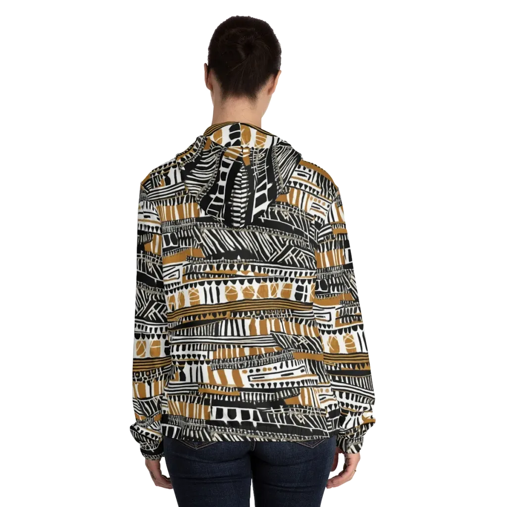 Nomad Geometry on Women's Full-Zip Hoodie — Back On Person