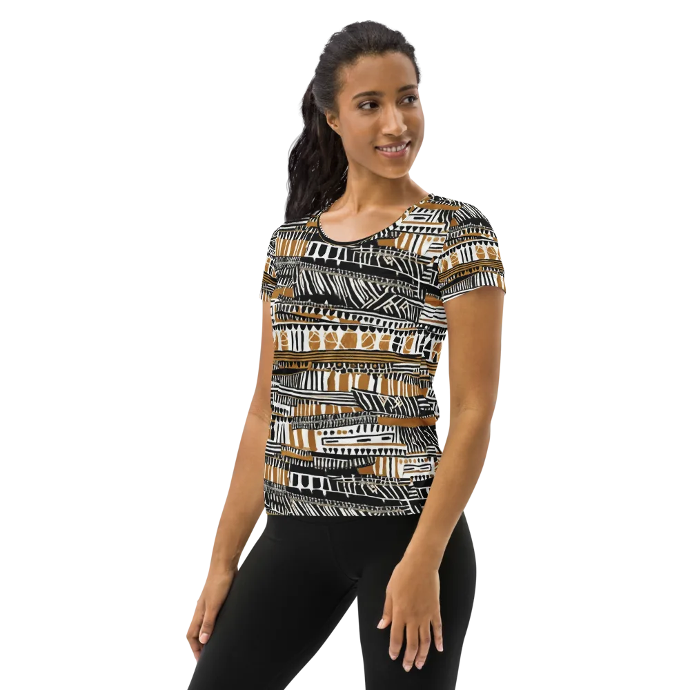 Nomad Geometry on Women's Athletic T-Shirt — Left