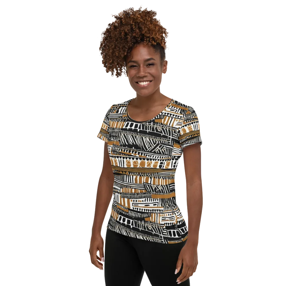 Nomad Geometry on Women's Athletic T-Shirt — Left