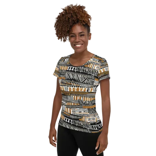 Nomad Geometry on a Women's Athletic T-Shirt