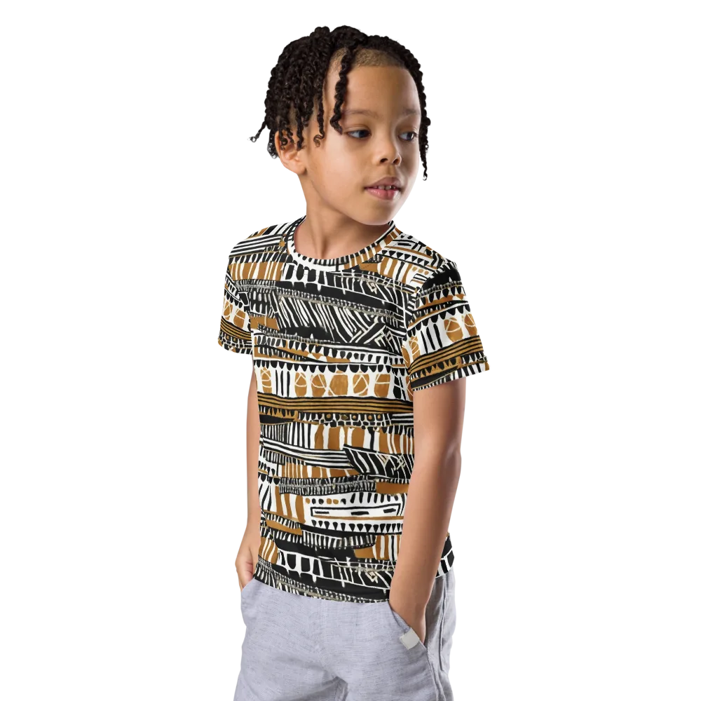 Nomad Geometry on Kids Crew Neck T-Shirt — Left Front