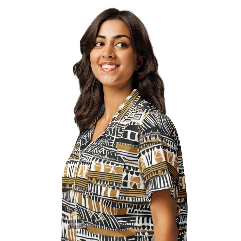 Nomad Geometry on Women's Short Sleeve Pajama Top — Left Front