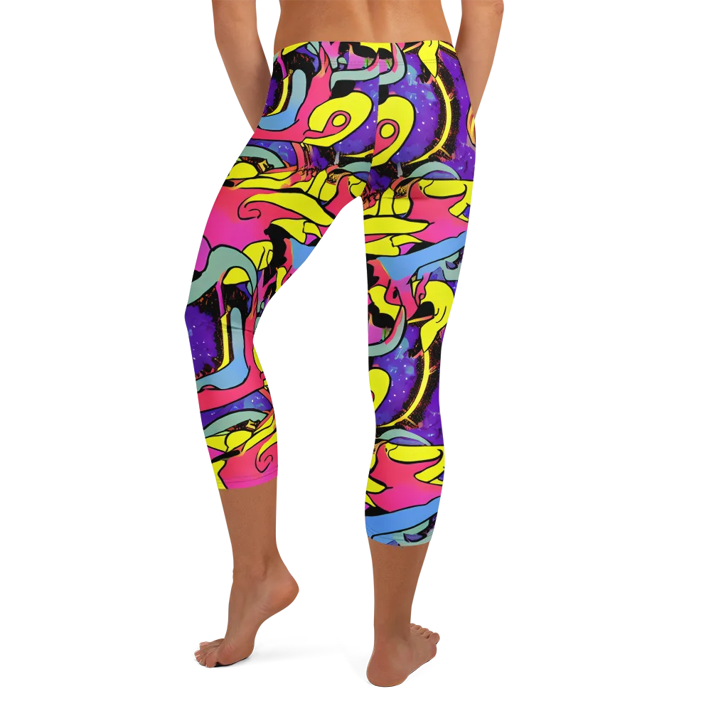 Pop Inferno on Capri Leggings — Back